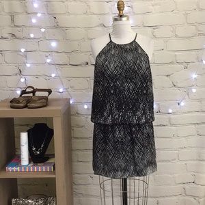 Joie Black/White Print Blouson Dress Size M